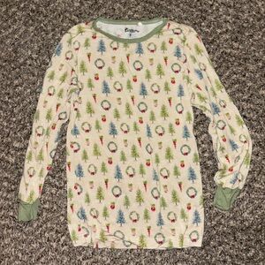 Neverland Bamboo Festive Cream and Green Kids Pajama Top Size 6
